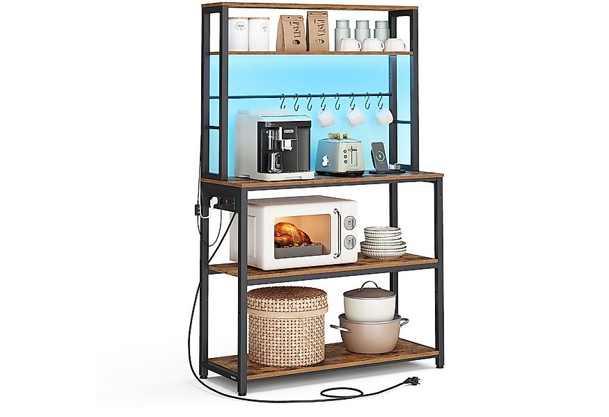 VASAGLE Standregal, mit LED-Beleuchtung, Steckdosen, verstellbaren Ablagen, günstig online kaufen