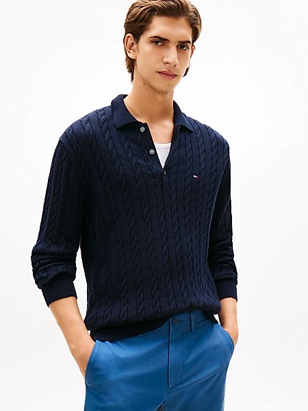 Tommy Hilfiger Polokragenpullover "CLASSIC COTTON CABLE" mit Zopfmuster, re günstig online kaufen