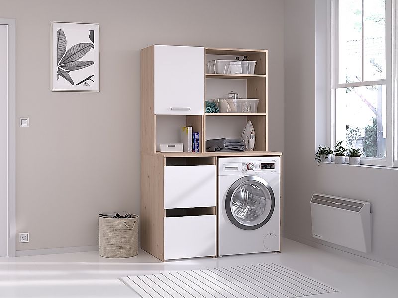 Möbel für Waschmaschine mit Regalen & Schränken - Holzfarben hell & Weiß - günstig online kaufen