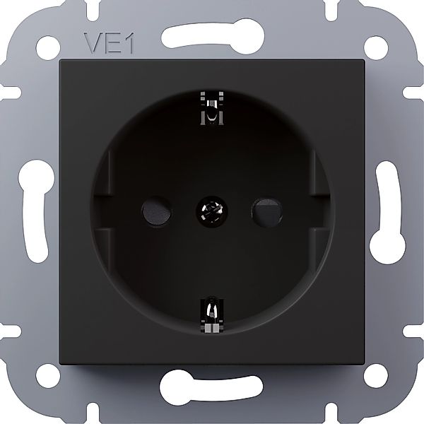 Elektromaterial Schutzkontakt-Steckdose Vilma Schwarz günstig online kaufen