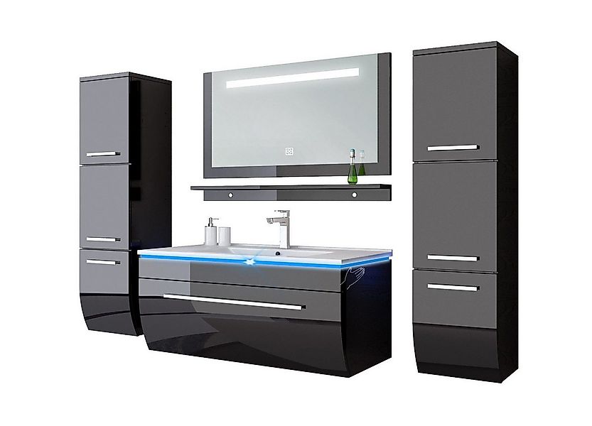 Homeline Badmöbel-Set Badmöbel Set Hochglanz lackiert LED System tauschsyst günstig online kaufen