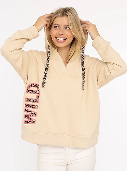 Zwillingsherz Hoodie ""Wild"", V-Ausschnitt,mit Leo Applikation: WILD günstig online kaufen