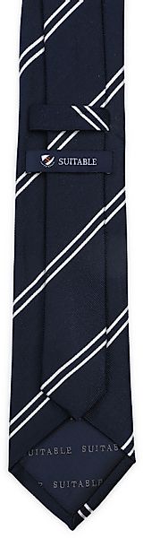 Suitable Krawatte Seide Double Stripe Navy  - günstig online kaufen