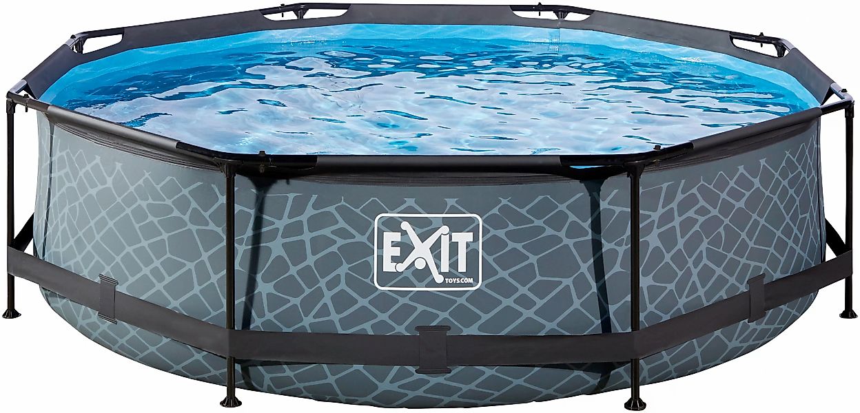 Exit Stahlrahmenpool-Set Wood Ø 300 cm x 76 cm Holzoptik Rund günstig online kaufen