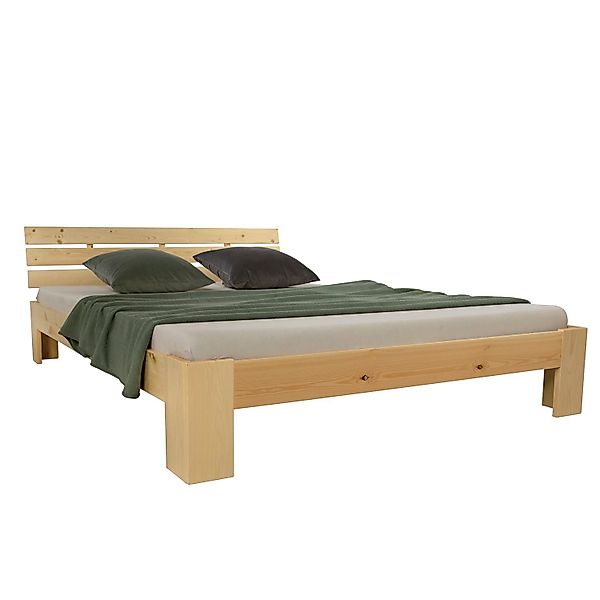 Homestyle4u Holzbett Doppelbett mit Kopfteil Massiv günstig online kaufen