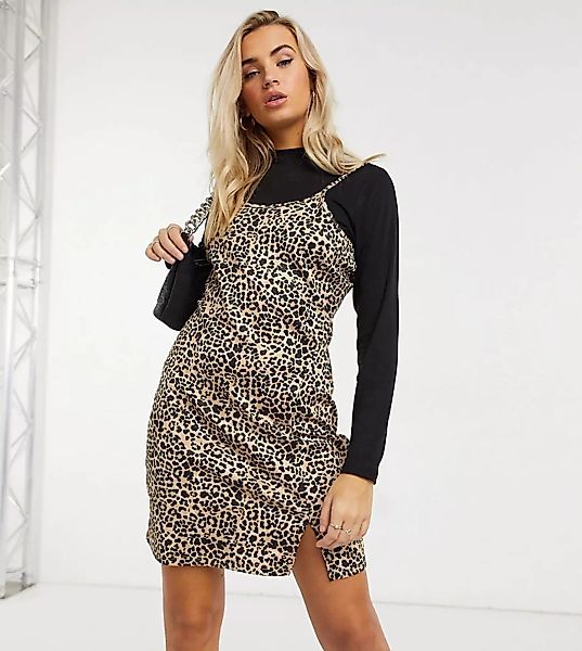 Wednesday's Girl – Camisole-Minikleid im Lagenlook mit Leopardenmuster und günstig online kaufen
