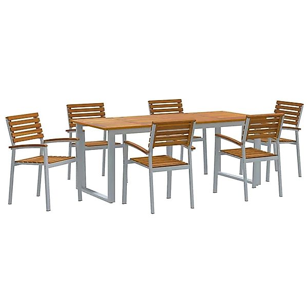 vidaXL Garten Essgruppe 7-Tlg Grau und Braun Akazie Massivholz 3284349 günstig online kaufen