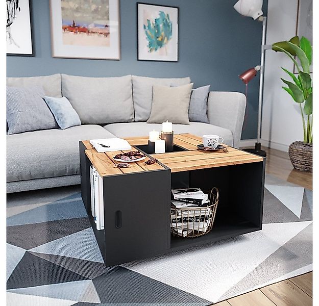 Vicco Couchtisch Anton, Anthrazit/Goldkraft Eiche, 80 x 80 cm (1-St) günstig online kaufen