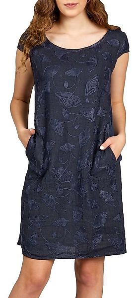 Caspar Sommerkleid SKL031 knielanges Damen Sommer Leinenkleid mit Ginko Bla günstig online kaufen