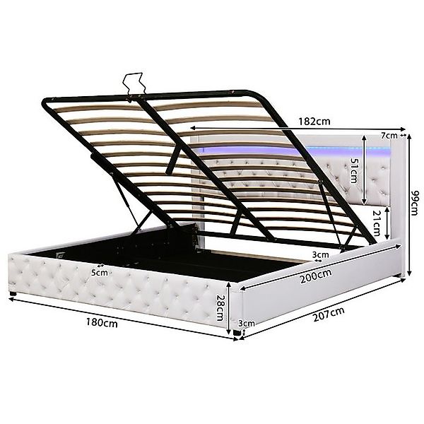 STILVORA Polsterbett Funktionsbett 180x200 mit Stauraum,Doppelbett Jugendbe günstig online kaufen