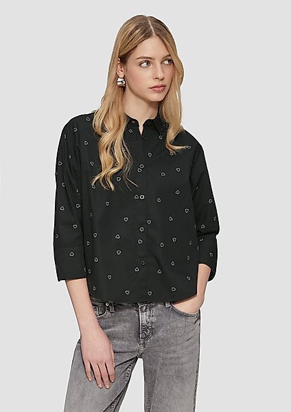 QS Langarmbluse Baumwollbluse mit All-over-Print günstig online kaufen