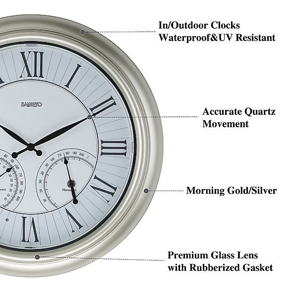 Samilito Wanduhr beleuchtete Wetterfeste für den günstig online kaufen