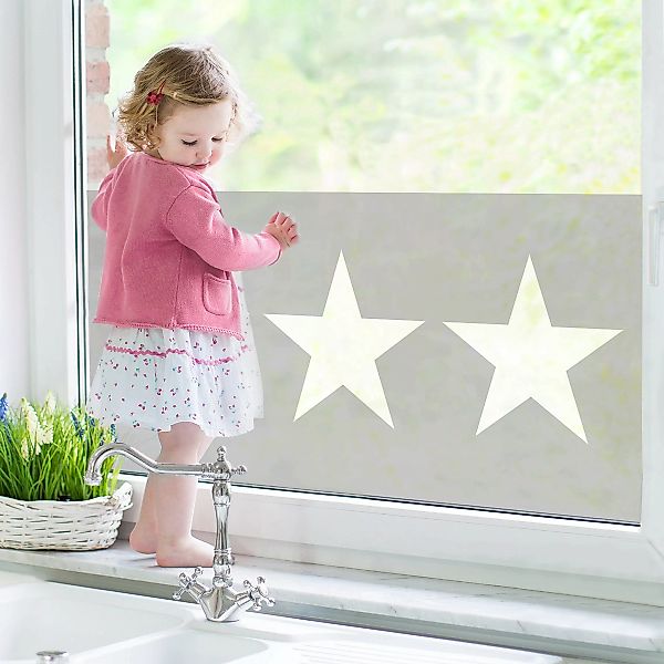 Fensterfolie Große weiße Sterne auf grau günstig online kaufen