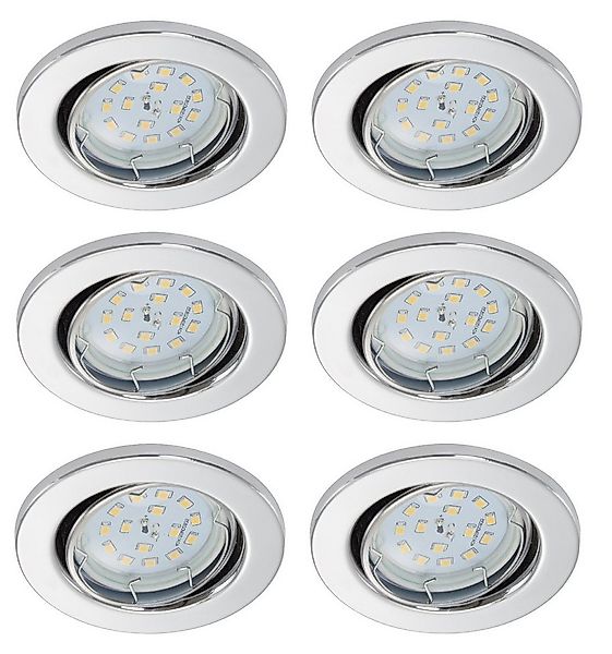 TRANGO LED Einbauleuchte, 6er Set 6729-068-5WAK Einbaustrahler in Rund Chro günstig online kaufen