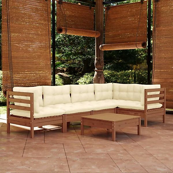 6-tlg. Garten-lounge-set Mit Kissen Honigbraun Kiefernholz günstig online kaufen