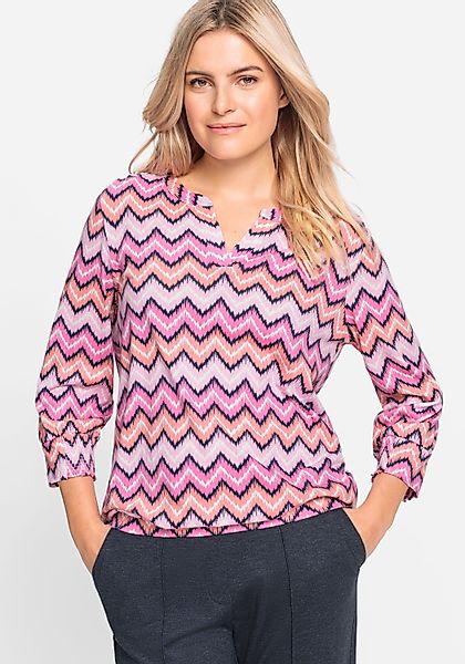 Olsen Rundhalsshirt (1-tlg) mit ikonischem Zick-Zack-Muster günstig online kaufen
