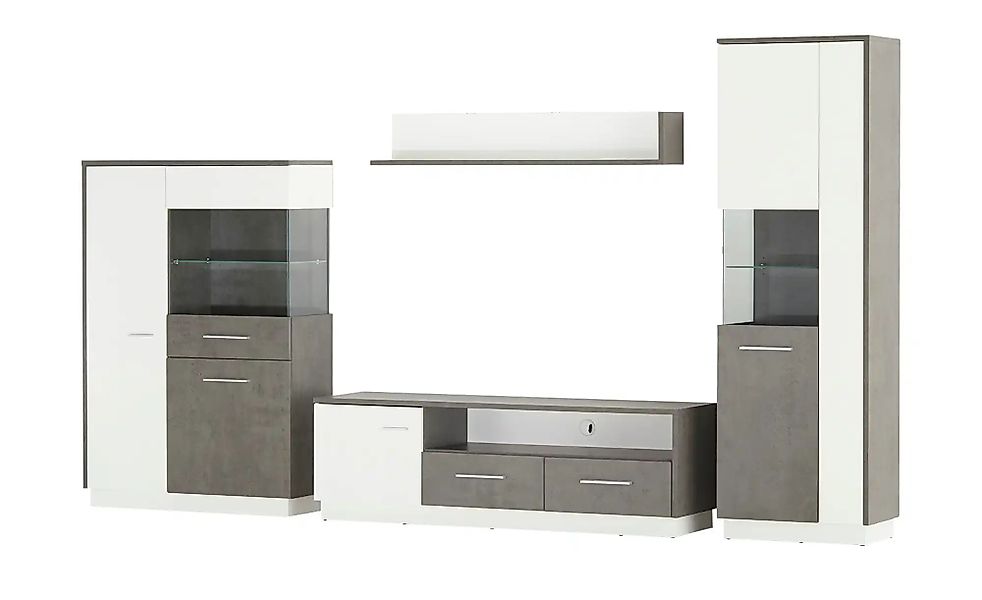 Wohnwand  Zenga ¦ grau ¦ Maße (cm): B: 330 H: 198 T: 44.0 Kommoden & Sidebo günstig online kaufen