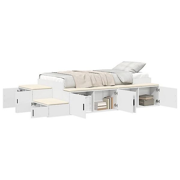 vidaXL Bett Stauraum-Bettgestell Set aus 3 Weiß Massivholz, Spanplatte (1-t günstig online kaufen