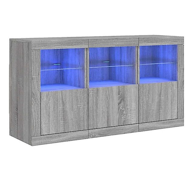 vidaXL Sideboard Sideboard mit LED-Leuchten Grau Sonoma 123x37x67 cm (1 St) günstig online kaufen