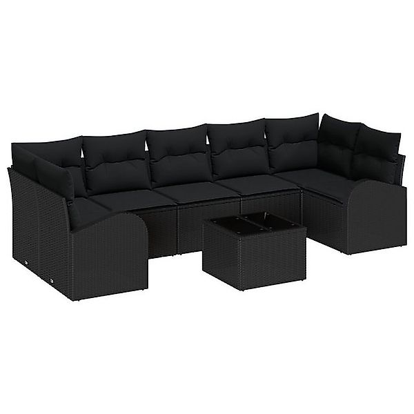 vidaXL Loungesofa 8-tlg. Garten-Sofagarnitur mit Kissen Schwarz Poly Rattan günstig online kaufen