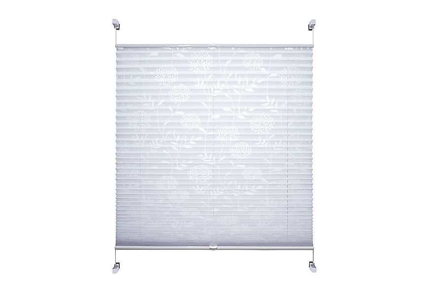 HOMBERA Plissee mit ausgebranntem Blumen-Motiv, halbtransparent, ohne Bohre günstig online kaufen