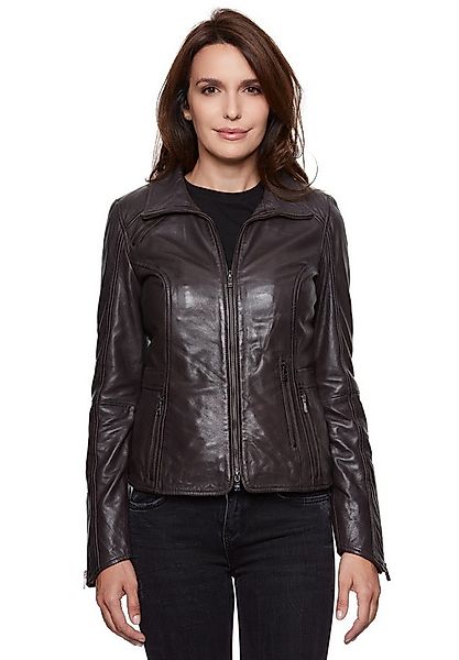 Jilani Lederjacke enna Jilani - Damen Lederjacke Lammnappa dunkelbraun Pfla günstig online kaufen