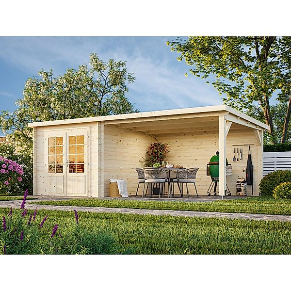 Palmako Ella Holz-Gartenhaus Grau Flachdach Tauchgrundiert 592 cm x 300 cm günstig online kaufen