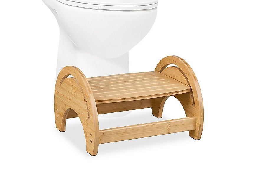 relaxdays Badhocker Verstellbarer Toilettenhocker aus Bambus günstig online kaufen