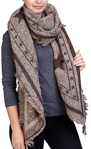 LOREZA Schal XXL Damen Sterne Deckenschal 230cm x 70cm Winterschal günstig online kaufen