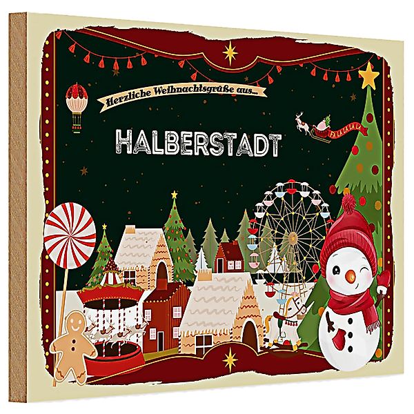 Roomando Holzbild Holzschild Weihnachten Grüße HALBERSTADT günstig online kaufen