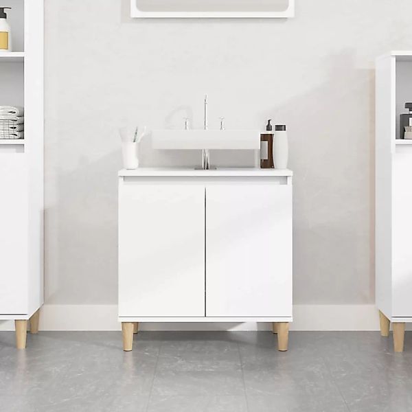 Vidaxl Waschbeckenunterschrank Hochglanz-weiß 58x33x60cm Holzwerkstoff günstig online kaufen