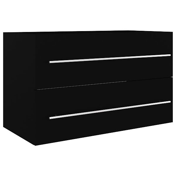 vidaXL Badezimmer-Set Waschbeckenunterschrank Schwarz 80x38,5x48 cm günstig online kaufen