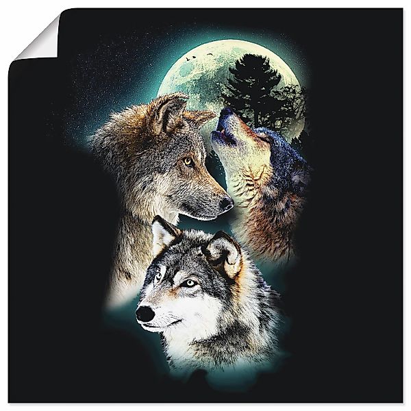 Artland Poster "Phantasie Wolf Wölfe mit Mond" Wildtiere 1 Stk. tlg. ohne R günstig online kaufen