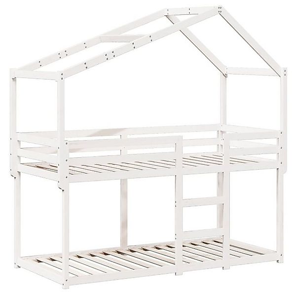 vidaXL Bett Etagenbett mit Dach Weiß 90x190 cm Massivholz Kiefer günstig online kaufen