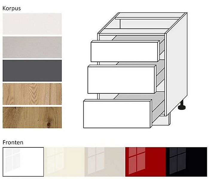 Feldmann-Wohnen Unterschrank Platinum (Platinium, 1-St) 60cm Front- & Korpu günstig online kaufen