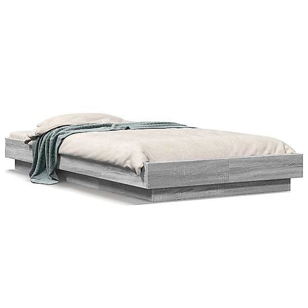vidaXL Bettgestell mit LED Grau Sonoma 90x190 cm Holzwerkstoff 3281152 günstig online kaufen