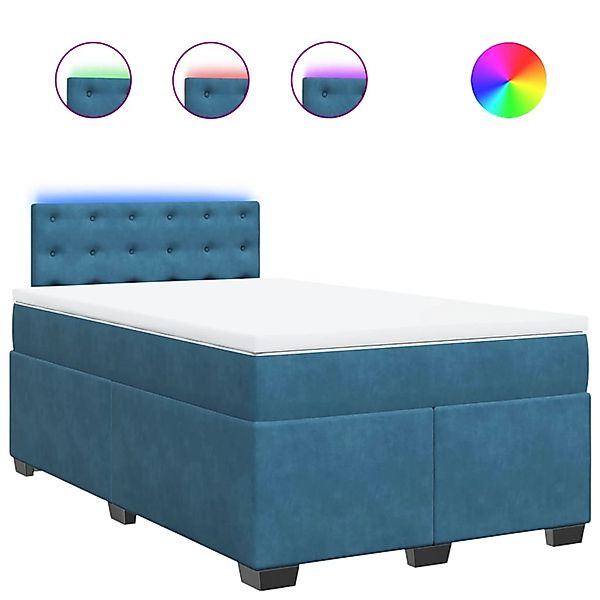 vidaXL Boxspringbett mit Matratze Blau 120x200 cm Samt 3288598 günstig online kaufen