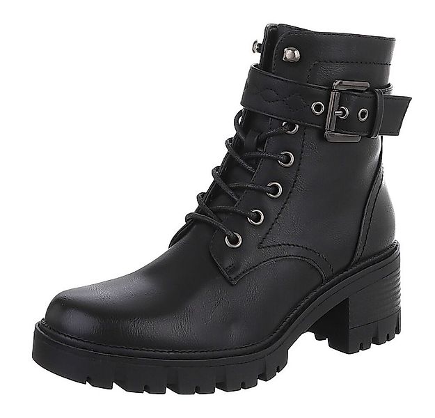 Ital-Design Damenstiefel mit Blockabsatz und Schnürverschluss Schnürstiefel günstig online kaufen