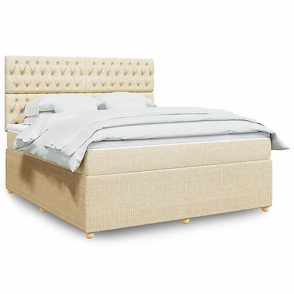 vidaXL Boxspringbett, Boxspringbett mit Matratze Creme 180x200 cm Stoff günstig online kaufen