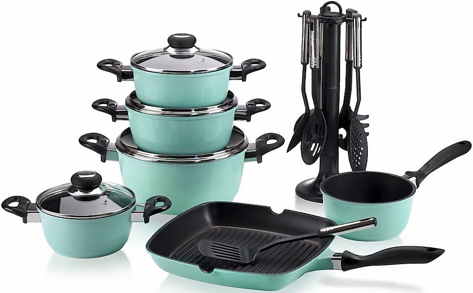 Krüger Topf-Set "Aluguss Topf- und Pfannenset inkl. praktischen Küchenhelfe günstig online kaufen