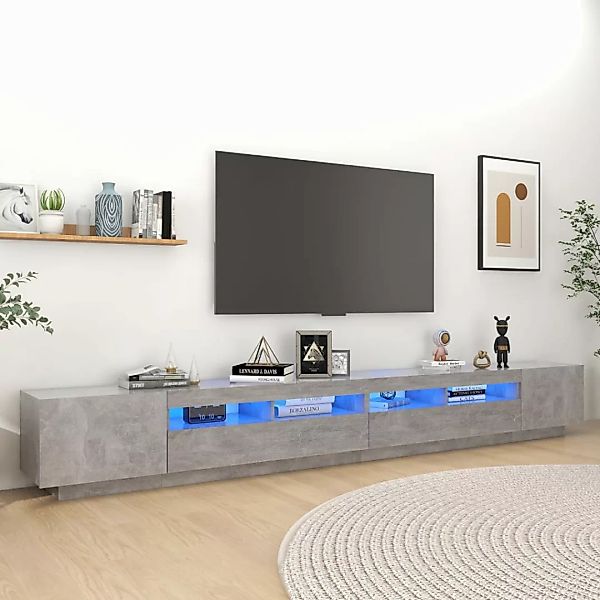 vidaXL TV-Schrank TV-Schrank mit LED Leuchten Betongrau 300x35x40 cm Lowboa günstig online kaufen