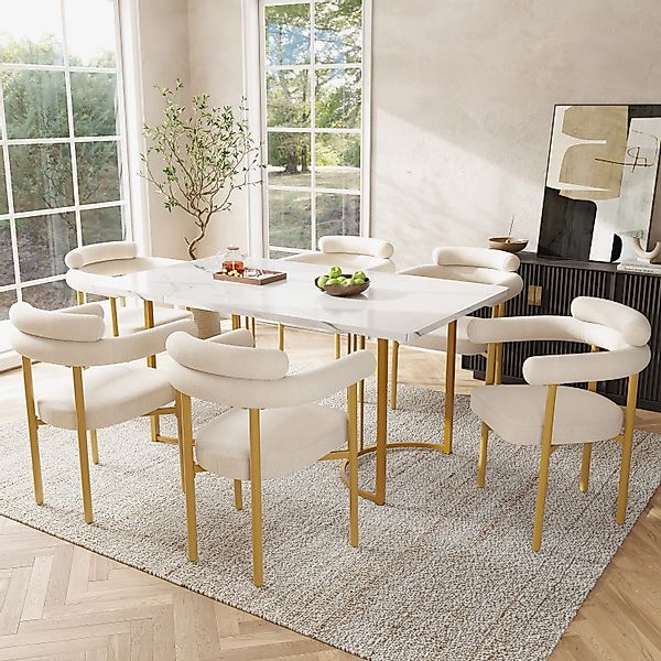 OKWISH Essgruppe Esstisch mit Samt-Stühlen, (Esstisch- günstig online kaufen