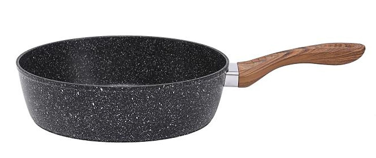 Alu Pfanne 28 cm mit Griff in Holz Optik CRISPY NATURA WOOD Stone-Look Schw günstig online kaufen