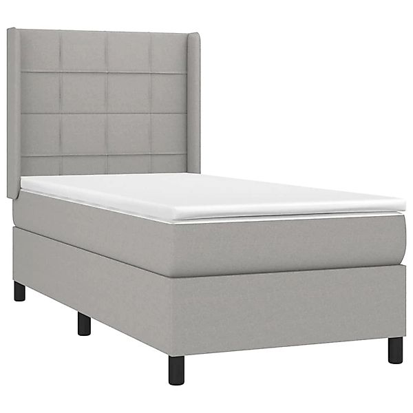 vidaXL Boxspringbett mit Matratze & LED Hellgrau 80x200 cm Stoff 3138269 günstig online kaufen