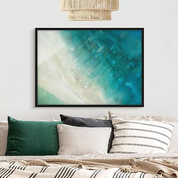 Bild mit Rahmen Strandblick mit Meer aus der Vogelperspektive günstig online kaufen