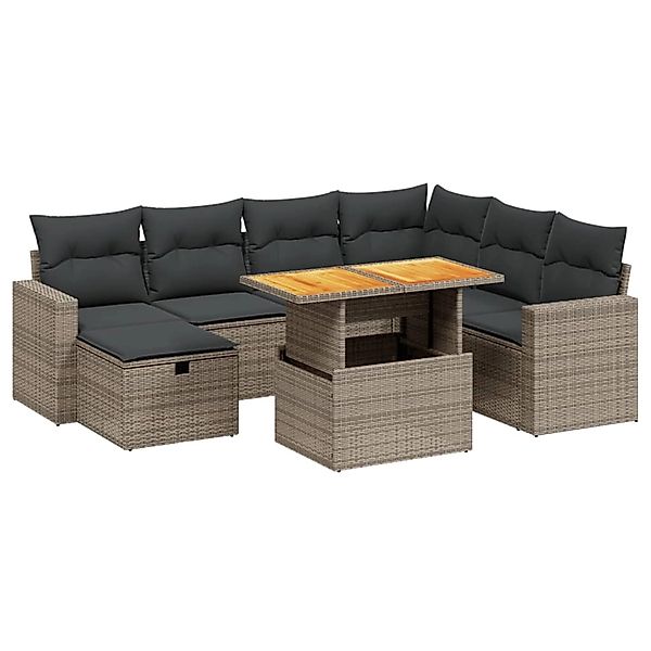 vidaXL 8-Tlg Garten-Sofagarnitur mit Kissen Grau Poly Rattan 3271431 günstig online kaufen