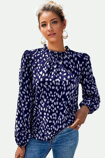 FS Collection Langarmbluse Damen Bluse hochgeschlossenes Oberteil mit Rüsch günstig online kaufen