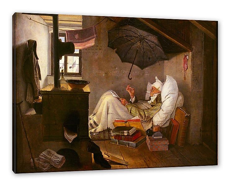Pixxprint Leinwandbild Carl Spitzweg - Der arme Poet, Carl Spitzweg - Der a günstig online kaufen