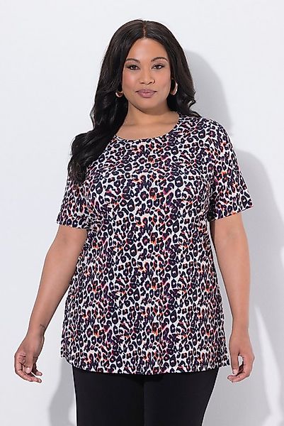 Ulla Popken Longshirt Longshirt Leomuster A-Linie Rundhals Halbarm günstig online kaufen