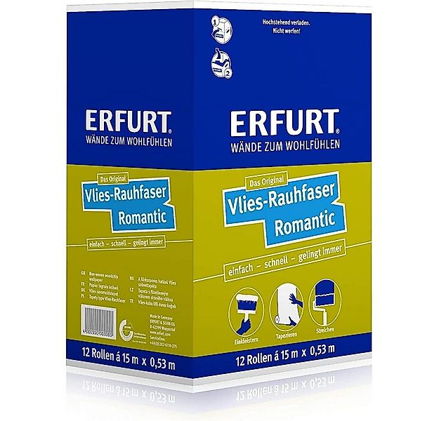 ERFURT Vliestapete Rauhfaser ROMANTIC, 15 m x 0,53 m - 12 Rollen günstig online kaufen